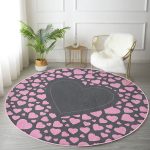 - RealHomes Dijital Baskılı Kaymaz Tabanlı Comfort Yuvarlak Halı - Realhomes Sevgililer Günü Temalı Özel Tasarım Dijital Baskılı Modern Pembe Yatak Odası Yıkanabilir Kaymaz Tabanlı Yuvarlak Halı Realhomes