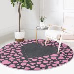 - RealHomes Dijital Baskılı Kaymaz Tabanlı Comfort Yuvarlak Halı - Realhomes Sevgililer Günü Temalı Özel Tasarım Dijital Baskılı Modern Pembe Yatak Odası Yıkanabilir Kaymaz Tabanlı Yuvarlak Halı Realhomes