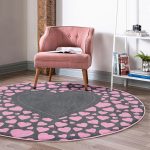 - RealHomes Dijital Baskılı Kaymaz Tabanlı Comfort Yuvarlak Halı - Realhomes Sevgililer Günü Temalı Özel Tasarım Dijital Baskılı Modern Pembe Yatak Odası Yıkanabilir Kaymaz Tabanlı Yuvarlak Halı Realhomes