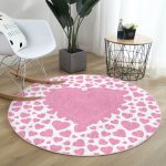 - RealHomes Dijital Baskılı Kaymaz Tabanlı Comfort Yuvarlak Halı - Realhomes Sevgililer Günü Temalı Özel Tasarım Dijital Baskılı Modern Pembe Yatak Odası Yıkanabilir Kaymaz Tabanlı Yuvarlak Halı Realhomes