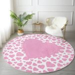 - RealHomes Dijital Baskılı Kaymaz Tabanlı Comfort Yuvarlak Halı - Realhomes Sevgililer Günü Temalı Özel Tasarım Dijital Baskılı Modern Pembe Yatak Odası Yıkanabilir Kaymaz Tabanlı Yuvarlak Halı Realhomes