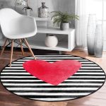 - RealHomes Dijital Baskılı Kaymaz Tabanlı Comfort Yuvarlak Halı - Realhomes  Sevgililer Günü Temalı Özel Tasarım Dijital Baskılı Modern Bordo Yatak Odası Yıkanabilir Kaymaz Tabanlı Yuvarlak Halı Realhomes