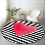 - RealHomes Dijital Baskılı Kaymaz Tabanlı Comfort Yuvarlak Halı - Realhomes  Sevgililer Günü Temalı Özel Tasarım Dijital Baskılı Modern Bordo Yatak Odası Yıkanabilir Kaymaz Tabanlı Yuvarlak Halı Realhomes