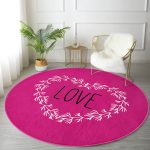 - RealHomes Dijital Baskılı Kaymaz Tabanlı Comfort Yuvarlak Halı - Realhomes  Sevgililer Günü Temalı Özel Tasarım Dijital Baskılı Modern Pembe Yatak Odası Yıkanabilir Kaymaz Tabanlı Yuvarlak Halı Realhomes