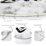 - RealHomes Dijital Baskılı Kaymaz Tabanlı Comfort Yuvarlak Halı - Realhomes  Mermer Zeminde Love Yazılı Özel Tasarım Modern Siyah Salon ve Oturma Odası Yıkanabilir Kaymaz Tabanlı Yuvarlak Halı Realhomes