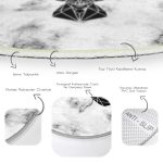 - RealHomes Dijital Baskılı Kaymaz Tabanlı Comfort Yuvarlak Halı - Realhomes  Mermer Zeminde Geyik Motifli Özel Tasarım Modern Siyah Salon ve Oturma Odası Yıkanabilir Kaymaz Tabanlı Yuvarlak Halı Realhomes