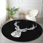 - RealHomes Dijital Baskılı Kaymaz Tabanlı Comfort Yuvarlak Halı - Realhomes Siyah Zeminde Mermer Motifli Geyik Tasarımlı Salon ve Oturma Odası Yıkanabilir Kaymaz Tabanlı Yuvarlak Halı Realhomes