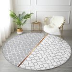 - RealHomes Dijital Baskılı Kaymaz Tabanlı Comfort Yuvarlak Halı - Realhomes  Gri ve Beyaz Ogea Desenli Dijital Baskılı Koridor Antre Yıkanabilir Kaymaz Tabanlı Yuvarlak Halı Realhomes