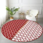 - RealHomes Dijital Baskılı Kaymaz Tabanlı Comfort Yuvarlak Halı - Realhomes  Bordo ve Beyaz Ogea Desenli Dijital Baskılı Modern Koridor Antre Yıkanabilir Kaymaz Tabanlı Yuvarlak Halı Realhomes