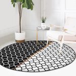 - RealHomes Dijital Baskılı Kaymaz Tabanlı Comfort Yuvarlak Halı - Realhomes Siyah ve Beyaz Ogea Desenli Dijital Baskılı Koridor Antre Yıkanabilir Kaymaz Tabanlı Yuvarlak Halı Realhomes