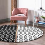 - RealHomes Dijital Baskılı Kaymaz Tabanlı Comfort Yuvarlak Halı - Realhomes Siyah ve Beyaz Ogea Desenli Dijital Baskılı Koridor Antre Yıkanabilir Kaymaz Tabanlı Yuvarlak Halı Realhomes