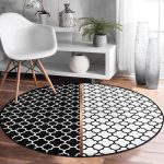 - RealHomes Dijital Baskılı Kaymaz Tabanlı Comfort Yuvarlak Halı - Realhomes Siyah ve Beyaz Ogea Desenli Dijital Baskılı Koridor Antre Yıkanabilir Kaymaz Tabanlı Yuvarlak Halı Realhomes