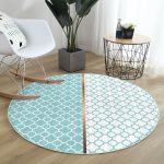 - RealHomes Dijital Baskılı Kaymaz Tabanlı Comfort Yuvarlak Halı - Realhomes  Mint Yeşili ve Beyaz Ogea Desenli Dijital Baskılı Modern Turkuaz Koridor Antre Yıkanabilir Kaymaz Tabanlı Yuvarlak Halı Realhomes