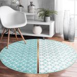 - RealHomes Dijital Baskılı Kaymaz Tabanlı Comfort Yuvarlak Halı - Realhomes  Mint Yeşili ve Beyaz Ogea Desenli Dijital Baskılı Modern Turkuaz Koridor Antre Yıkanabilir Kaymaz Tabanlı Yuvarlak Halı Realhomes