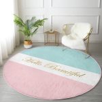 - RealHomes Dijital Baskılı Kaymaz Tabanlı Comfort Yuvarlak Halı - Realhomes  Hello Beautiful Mavi ve Pembe Dijital Baskılı Koridor Antre Yıkanabilir Kaymaz Tabanlı Yuvarlak Halı Realhomes