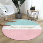 - RealHomes Dijital Baskılı Kaymaz Tabanlı Comfort Yuvarlak Halı - Realhomes  Hello Beautiful Mavi ve Pembe Dijital Baskılı Koridor Antre Yıkanabilir Kaymaz Tabanlı Yuvarlak Halı Realhomes