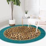 - RealHomes Dijital Baskılı Kaymaz Tabanlı Comfort Yuvarlak Halı - Realhomes  Leopar Desenli Dijital Baskılı Modern Renkli Salon ve Oturma Odası Yıkanabilir Kaymaz Tabanlı Yuvarlak Halı Realhomes