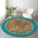 - RealHomes Dijital Baskılı Kaymaz Tabanlı Comfort Yuvarlak Halı - Realhomes  Leopar Desenli Dijital Baskılı Modern Renkli Salon ve Oturma Odası Yıkanabilir Kaymaz Tabanlı Yuvarlak Halı Realhomes