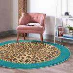 - RealHomes Dijital Baskılı Kaymaz Tabanlı Comfort Yuvarlak Halı - Realhomes  Leopar Desenli Dijital Baskılı Modern Renkli Salon ve Oturma Odası Yıkanabilir Kaymaz Tabanlı Yuvarlak Halı Realhomes