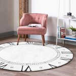 - RealHomes Dijital Baskılı Kaymaz Tabanlı Comfort Yuvarlak Halı - Realhomes  Roma Rakamlarıyla Saat Tasarımlı Dijital Baskılı Modern Siyah Salon ve Oturma Odası Yıkanabilir Kaymaz Tabanlı Yuvarlak Halı Realhomes