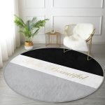 - RealHomes Dijital Baskılı Kaymaz Tabanlı Comfort Yuvarlak Halı - Realhomes  Hello Beautiful Siyah ve Beyaz Dijital Baskılı Modern Koridor Antre Yıkanabilir Kaymaz Tabanlı Yuvarlak Halı Realhomes