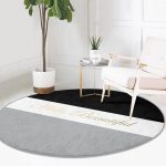 - RealHomes Dijital Baskılı Kaymaz Tabanlı Comfort Yuvarlak Halı - Realhomes  Hello Beautiful Siyah ve Beyaz Dijital Baskılı Modern Koridor Antre Yıkanabilir Kaymaz Tabanlı Yuvarlak Halı Realhomes