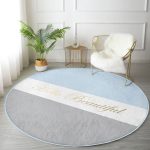 - RealHomes Dijital Baskılı Kaymaz Tabanlı Comfort Yuvarlak Halı - Realhomes  Hello Beautiful Mavi ve Gri Dijital Baskılı Lacivert Koridor Antre Yıkanabilir Kaymaz Tabanlı Yuvarlak Halı Realhomes