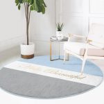 - RealHomes Dijital Baskılı Kaymaz Tabanlı Comfort Yuvarlak Halı - Realhomes  Hello Beautiful Mavi ve Gri Dijital Baskılı Lacivert Koridor Antre Yıkanabilir Kaymaz Tabanlı Yuvarlak Halı Realhomes