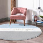 - RealHomes Dijital Baskılı Kaymaz Tabanlı Comfort Yuvarlak Halı - Realhomes  Hello Beautiful Mavi ve Gri Dijital Baskılı Lacivert Koridor Antre Yıkanabilir Kaymaz Tabanlı Yuvarlak Halı Realhomes