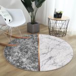 - RealHomes Dijital Baskılı Kaymaz Tabanlı Comfort Yuvarlak Halı - Realhomes Siyah ve Beyaz Mermer Tasarımlı Dijital Baskılı Gri Salon Oturma Odası Yıkanabilir Kaymaz Tabanlı Yuvarlak Halı Realhomes