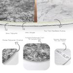 - RealHomes Dijital Baskılı Kaymaz Tabanlı Comfort Yuvarlak Halı - Realhomes Siyah ve Beyaz Mermer Tasarımlı Dijital Baskılı Gri Salon Oturma Odası Yıkanabilir Kaymaz Tabanlı Yuvarlak Halı Realhomes