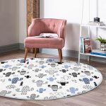 - RealHomes Dijital Baskılı Kaymaz Tabanlı Comfort Yuvarlak Halı - Realhomes  Soft Kaktüs Tasarımlı Dijital Baskılı Lacivert Çocuk ve Genç Odası Yıkanabilir Kaymaz Tabanlı Yuvarlak Halı Realhomes