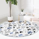 - RealHomes Dijital Baskılı Kaymaz Tabanlı Comfort Yuvarlak Halı - Realhomes  Soft Kaktüs Tasarımlı Dijital Baskılı Lacivert Çocuk ve Genç Odası Yıkanabilir Kaymaz Tabanlı Yuvarlak Halı Realhomes