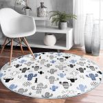 - RealHomes Dijital Baskılı Kaymaz Tabanlı Comfort Yuvarlak Halı - Realhomes  Soft Kaktüs Tasarımlı Dijital Baskılı Lacivert Çocuk ve Genç Odası Yıkanabilir Kaymaz Tabanlı Yuvarlak Halı Realhomes