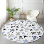 - RealHomes Dijital Baskılı Kaymaz Tabanlı Comfort Yuvarlak Halı - Realhomes  Soft Kaktüs Tasarımlı Dijital Baskılı Lacivert Çocuk ve Genç Odası Yıkanabilir Kaymaz Tabanlı Yuvarlak Halı Realhomes