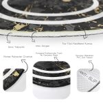 - RealHomes Dijital Baskılı Kaymaz Tabanlı Comfort Yuvarlak Halı - Realhomes Siyah Mermer Motifli Beyaz Borderli Salon ve Oturma Odası Yıkanabilir Kaymaz Tabanlı Yuvarlak Halı Realhomes