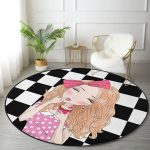 - RealHomes Dijital Baskılı Kaymaz Tabanlı Comfort Yuvarlak Halı - Realhomes Dama Zeminli Pancakeli Kız Desenli Dijital Baskılı Modern Pembe Çocuk ve Genç Odası Yıkanabilir Kaymaz Tabanlı Yuvarlak Halı Realhomes