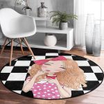 - RealHomes Dijital Baskılı Kaymaz Tabanlı Comfort Yuvarlak Halı - Realhomes Dama Zeminli Pancakeli Kız Desenli Dijital Baskılı Modern Pembe Çocuk ve Genç Odası Yıkanabilir Kaymaz Tabanlı Yuvarlak Halı Realhomes