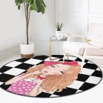 - RealHomes Dijital Baskılı Kaymaz Tabanlı Comfort Yuvarlak Halı - Realhomes Dama Zeminli Pancakeli Kız Desenli Dijital Baskılı Modern Pembe Çocuk ve Genç Odası Yıkanabilir Kaymaz Tabanlı Yuvarlak Halı Realhomes