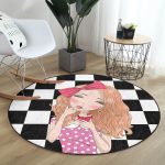 - RealHomes Dijital Baskılı Kaymaz Tabanlı Comfort Yuvarlak Halı - Realhomes Dama Zeminli Pancakeli Kız Desenli Dijital Baskılı Modern Pembe Çocuk ve Genç Odası Yıkanabilir Kaymaz Tabanlı Yuvarlak Halı Realhomes