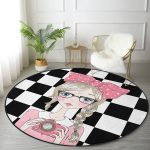- RealHomes Dijital Baskılı Kaymaz Tabanlı Comfort Yuvarlak Halı - Realhomes Dama Zeminli Fotoğraf Çeken Kız Tasarımlı Dijital Baskılı Pembe Çocuk ve Genç Odası Yıkanabilir Kaymaz Tabanlı Yuvarlak Halı Realhomes