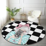 - RealHomes Dijital Baskılı Kaymaz Tabanlı Comfort Yuvarlak Halı - Realhomes  Dama Zeminli Fotoğraf Çeken Kız Tasarımlı Dijital Baskılı Modern Turkuaz Çocuk ve Genç Odası Kaymaz Tabanlı Yuvarlak Halı Realhomes