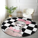 - RealHomes Dijital Baskılı Kaymaz Tabanlı Comfort Yuvarlak Halı - Realhomes Dama Zeminli Kitap Okuyan Kız Tasarımlı Dijital Baskılı Modern Pembe Çocuk ve Genç Odası Yıkanabilir Kaymaz Tabanlı Yuvarlak Halı Realhomes