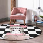 - RealHomes Dijital Baskılı Kaymaz Tabanlı Comfort Yuvarlak Halı - Realhomes Dama Zeminli Kitap Okuyan Kız Tasarımlı Dijital Baskılı Modern Pembe Çocuk ve Genç Odası Yıkanabilir Kaymaz Tabanlı Yuvarlak Halı Realhomes