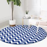 - RealHomes Dijital Baskılı Kaymaz Tabanlı Comfort Yuvarlak Halı - Realhomes  Lacivert Zikzak Tasarımlı Dijital Baskılı Salon ve Oturma Odası Yıkanabilir Kaymaz Tabanlı Yuvarlak Halı Realhomes