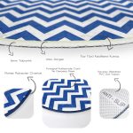 - RealHomes Dijital Baskılı Kaymaz Tabanlı Comfort Yuvarlak Halı - Realhomes  Lacivert Zikzak Tasarımlı Dijital Baskılı Salon ve Oturma Odası Yıkanabilir Kaymaz Tabanlı Yuvarlak Halı Realhomes