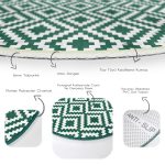 - RealHomes Dijital Baskılı Kaymaz Tabanlı Comfort Yuvarlak Halı - Realhomes  Yeşil Geometrik Çizimli Dijital Baskılı Salon ve Oturma Odası Yıkanabilir Kaymaz Tabanlı Yuvarlak Halı Realhomes