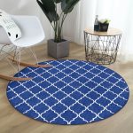 - RealHomes Dijital Baskılı Kaymaz Tabanlı Comfort Yuvarlak Halı - Realhomes  Lacivert Ogea Desenli Dijital Baskılı Modern Salon ve Oturma Odası Yıkanabilir Kaymaz Tabanlı Yuvarlak Halı Realhomes