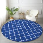 - RealHomes Dijital Baskılı Kaymaz Tabanlı Comfort Yuvarlak Halı - Realhomes  Lacivert Ogea Desenli Dijital Baskılı Modern Salon ve Oturma Odası Yıkanabilir Kaymaz Tabanlı Yuvarlak Halı Realhomes