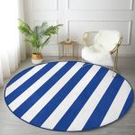 - RealHomes Dijital Baskılı Kaymaz Tabanlı Comfort Yuvarlak Halı - Realhomes  Lacivert Beyaz Düz Çizgi Tasarımlı Dijital Baskılı Salon ve Oturma Odası Yıkanabilir Kaymaz Tabanlı Yuvarlak Halı Realhomes